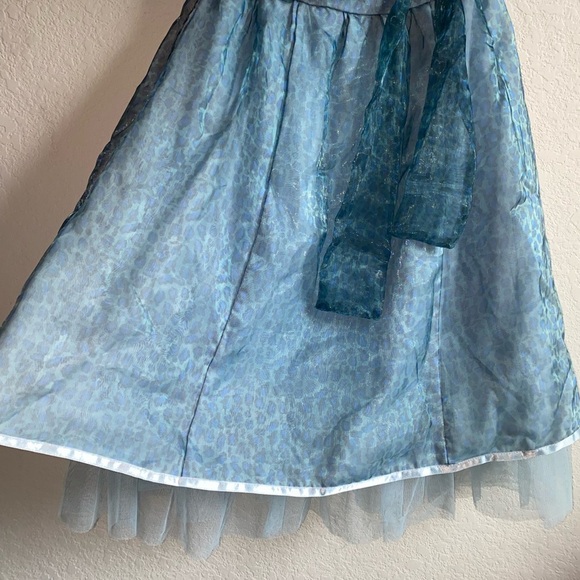 Vintage Fetish Punk Chiffon Leopard Print Tulle Hem Blue Strapless Goth Dress 10 - Picture 9 of 16